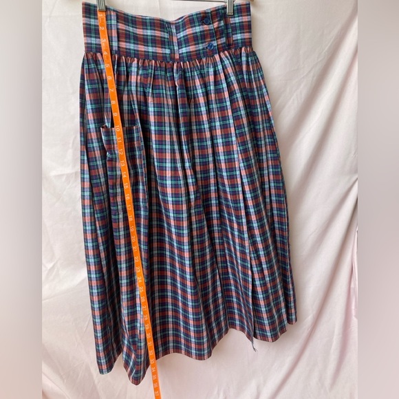 Vintage Benetton High Waist Plaid Wrap Full Skirt Made in Italy Size Medium - Picture 13 of 15